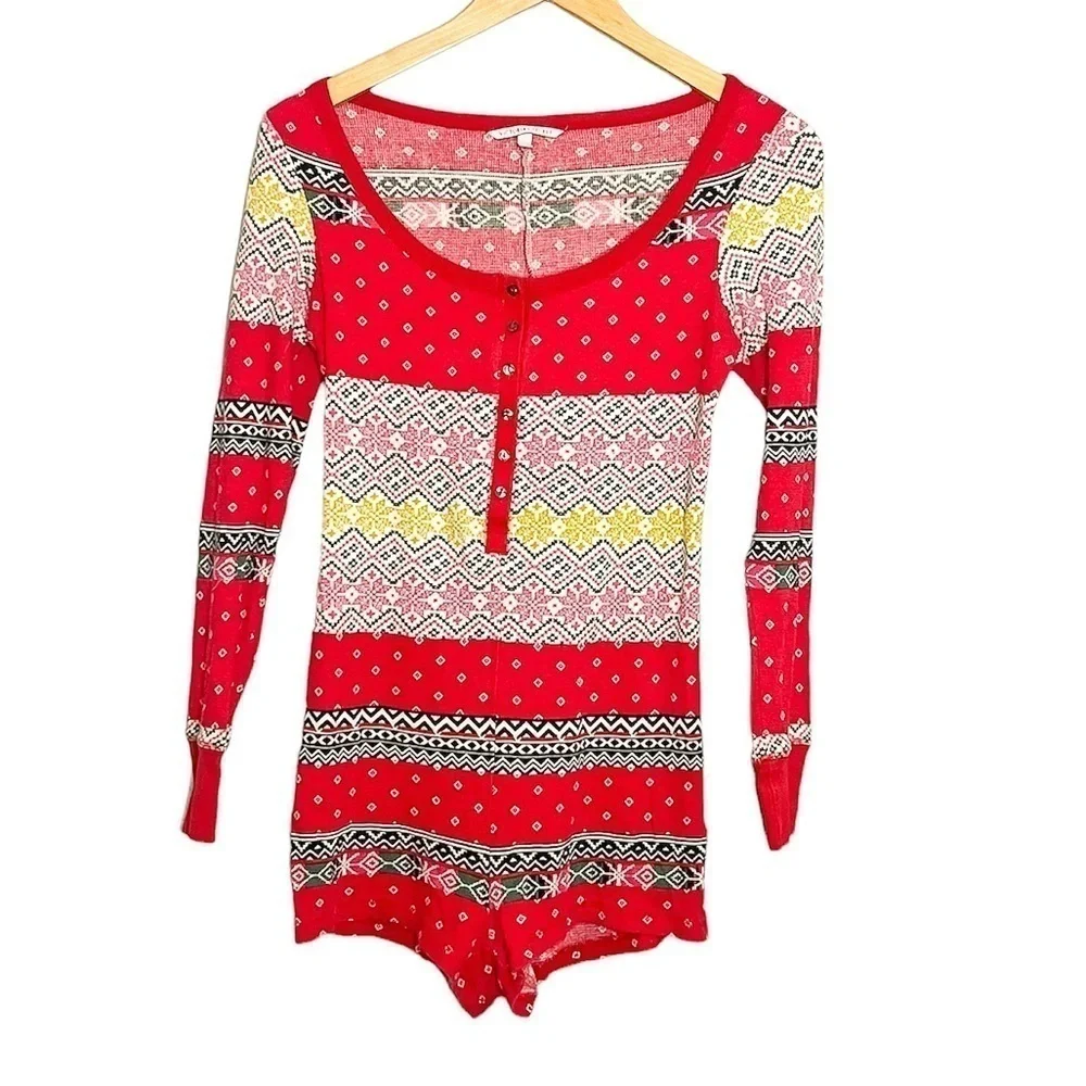 Victoria’s Secret Thermal Henley Romper Sexy Pajamas Small